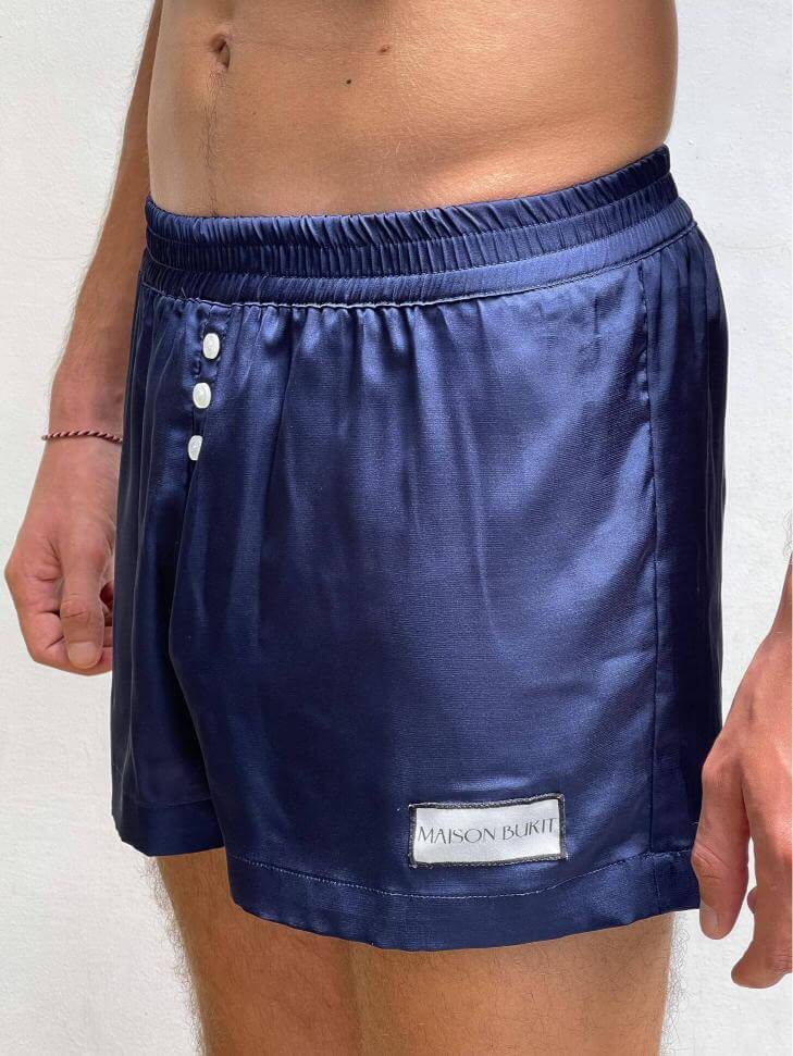 Bukit underwear, navy blue, comfort, sensuality, satin, silk, luxury, unisex, bali, several colors, new collection, handcrafted