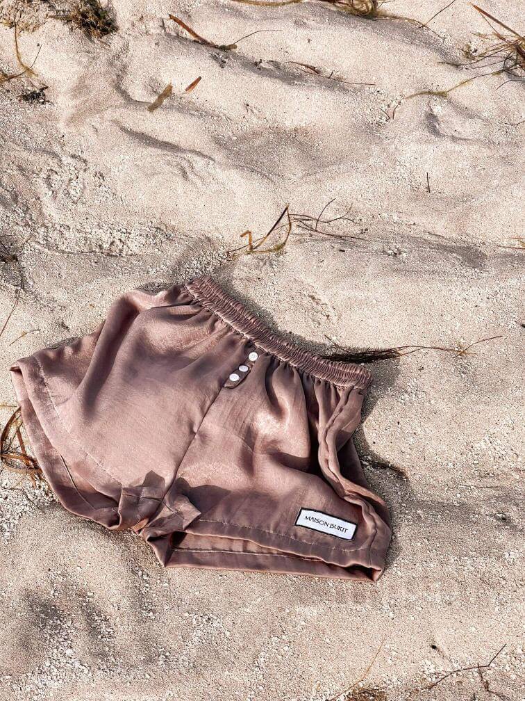 Bukit underwear, shiny brown, comfort, sensuality, satin, silk, luxury, unisex, bali, several colors, new collection, handcrafted