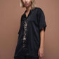 Wils Shirt, Short-Sleeved Shirt, Satin Black, handcrafted, simple, elegance, grace, comfort, sensuality, satin, silk, luxury, unisex, bali, batik, timeless, sophistication, fashion, different colors, new